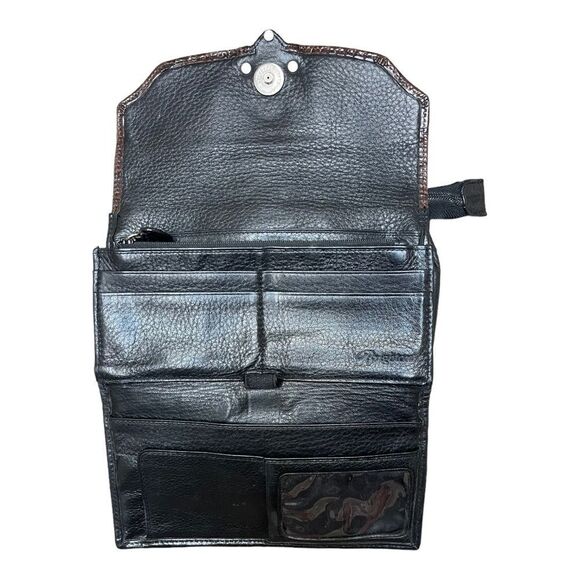 Brighton Brown Black Leather Sling Crossbody Bag. Missing strap. Western Country - Picture 3 of 10